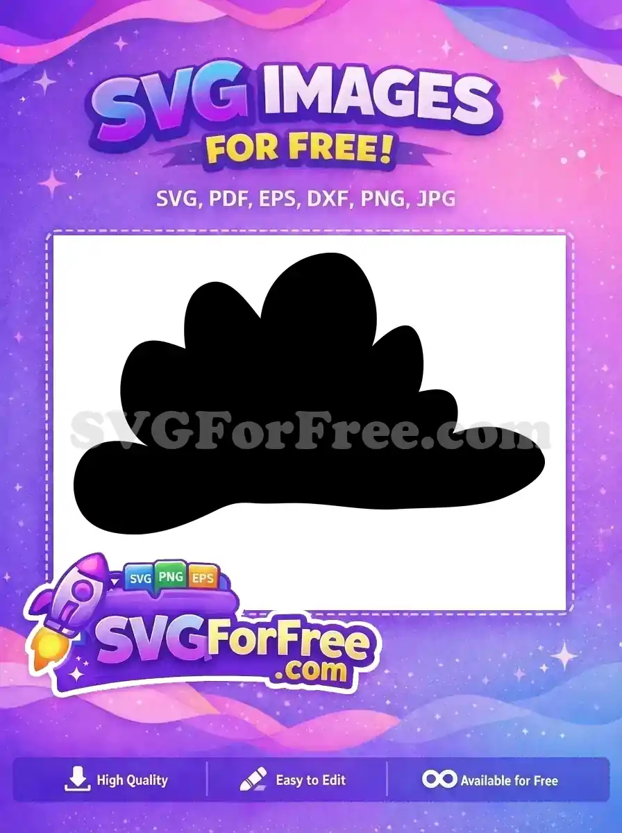 A free organic black silhouette resembling a whimsical cloud or bush, perfect for diverse creative projects and crafts.