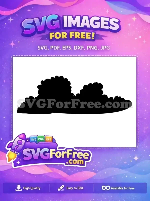 A free design featuring a solid black silhouette of a stylized cloud or a dense bush, offering versatile graphic use.