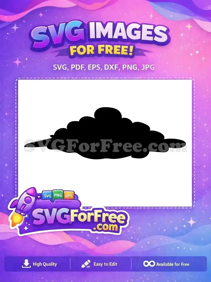 A sleek black silhouette of a stylized cloud or smoke puff, offered as a free design for all your creative projects. Download this free SVG!