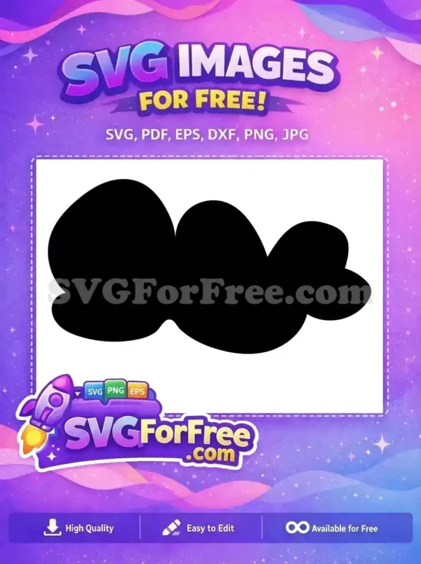 Free Abstract Wavy Cloud SVG – Modern & Versatile Design A free abstract black blob vector, perfect for various design projects, offering a sleek and modern graphic solution.