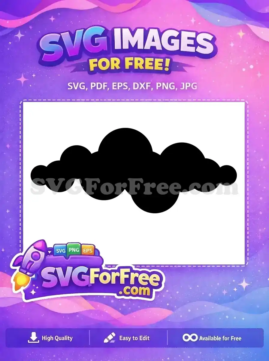 A free black cloud SVG design, ideal for various digital and print projects. Get this versatile graphic now!