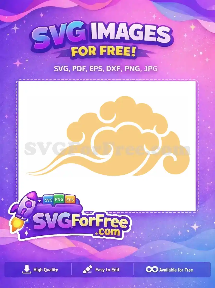 Free flowing Asian-style cloud vector, a beautiful free design for crafts and digital projects. Instantly download this free graphic.