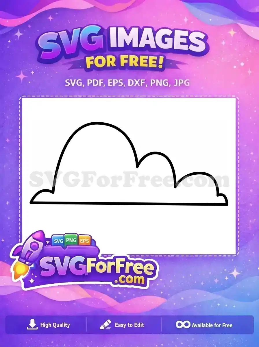 A free abstract wavy cloud-like shape on a black background, perfect for borders or decorative elements. Free download!