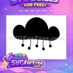 Free Black Silhouette Cloud Free Dangling Ornaments Weather Free SVG - Instant Download