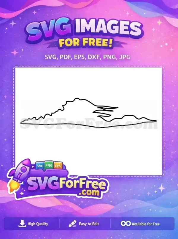 A free, striking white silhouette of a rugged mountain range against a dark background, perfect for your projects.