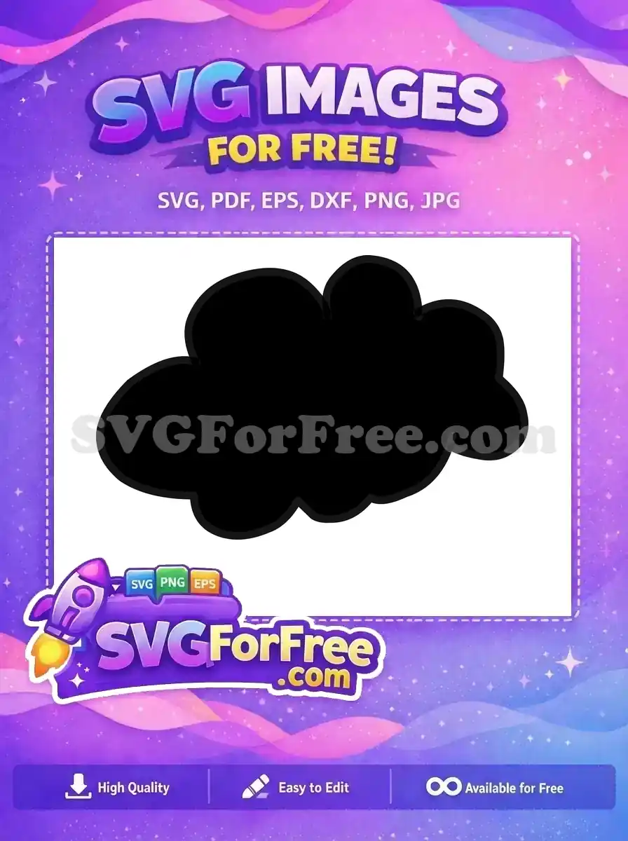 A simple, puffy black cloud vector, a free design offering versatility for crafts, web, and print projects easily.