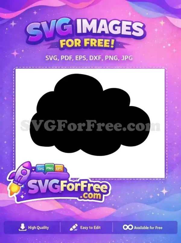 A simple, clean black cloud shape, a wonderful free design for various creative applications and projects.