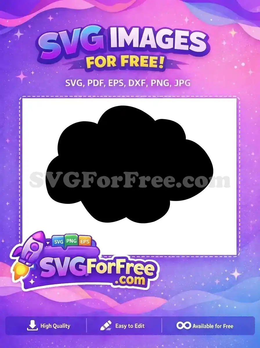 A free, solid black, irregularly shaped cloud or speech bubble SVG design, perfect for various digital projects and crafts.