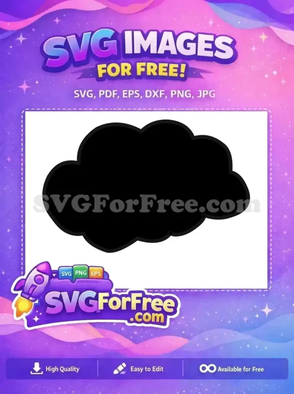 Free Cloud Shape SVG Design – Simple & Versatile Vector A simple, solid black cloud shape available as a free SVG design. Ideal for various digital and craft projects, offering free creative freedom.