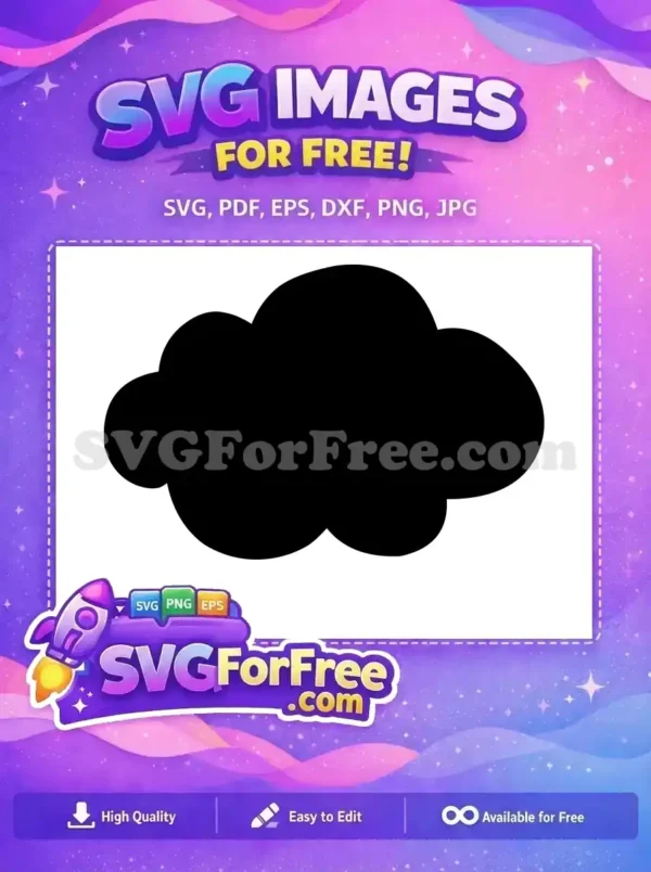 Free Cloud SVG Design – Simple & Versatile Vector Graphic A free black cloud silhouette SVG, ideal for crafting and digital projects. Download this versatile design now!