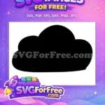 Free Black Silhouette Free Puffy Cloud Shape Digital Art Free SVG - Instant Download