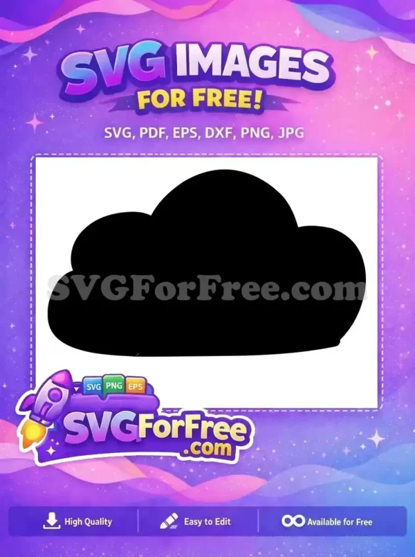 A beautiful free cloud design, a solid black silhouette of a puffy, stylized cloud for various digital uses.
