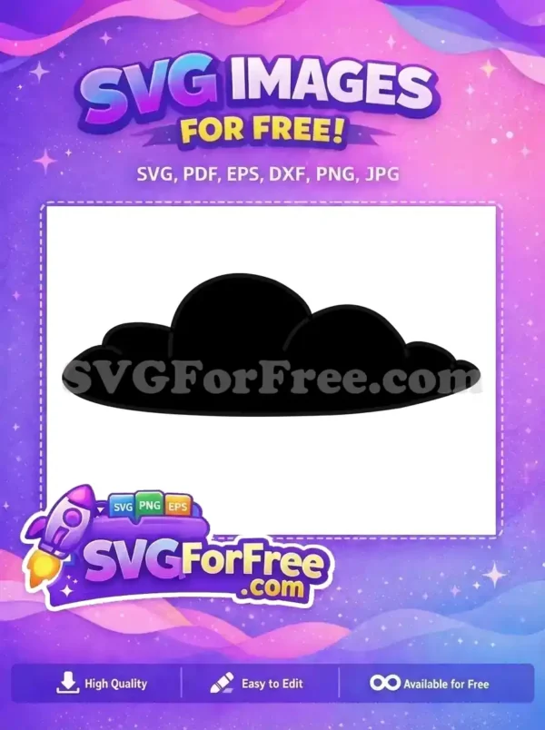 Free Cloud SVG Design: Your Go-To Free Weather Graphic A free, simple, puffy black cloud silhouette, perfect for weather icons or whimsical designs. This free vector is highly adaptable for various projects.