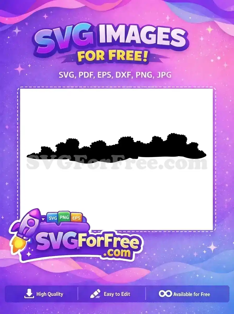 Discover this free landscape silhouette, a versatile SVG design featuring a natural, organic bush line. Perfect for various projects, it offers free creative flexibility.