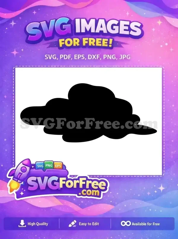 Free Cloud Silhouette Design – Download Your Free Vector! A simple, free black cloud silhouette, ideal for weather graphics or decorative projects. This free design is highly versatile.