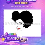 Free Afro Puffs Hairstyle Free Red Lips Black Woman Free SVG - Instant Download