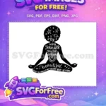Free Meditating Black Woman Free Inspirational Quote Celestial Afro Free SVG - Instant Download