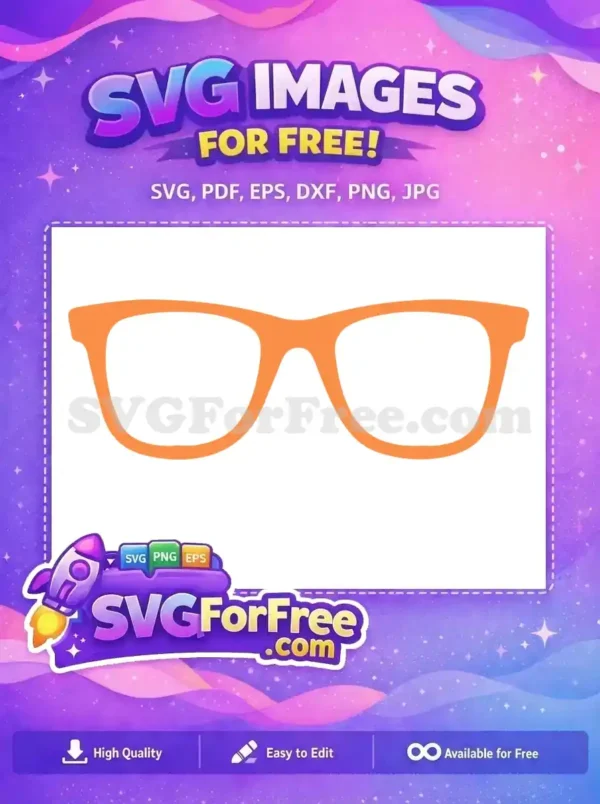 A stylish, bold orange free SVG eyeglasses frame, featuring a classic design, ready for diverse creative projects.
