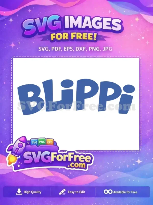 Free Blippi logo SVG, a vibrant blue, playful text design. Ideal for children's themed projects and crafts.
