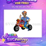 Free Blippi on Red Motorcycle Free Orange Bow Tie Blippi Wonders Free SVG - Instant Download