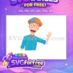 Free Happy Blippi Waving Free Orange Glasses Blippi Wonders Free SVG - Instant Download