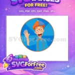Free Waving Blippi with Big Smile Free Orange Glasses Blippi Wonders Free SVG - Instant Download