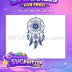 Free Blue Feathers Free Floral Web Dreamcatcher Free SVG - Instant Download