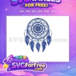 Free Intricate Blue Feathers Free Hand-drawn Mandala Blue Dream Catcher Free SVG - Instant Download