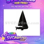 Free Sailing Yacht Silhouette Free Black Simple Design Nautical Theme Free SVG - Instant Download