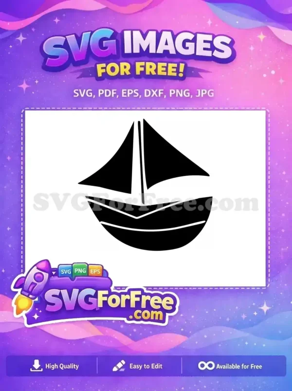 A free minimalist black sailboat silhouette vector, perfect for nautical themes and creative projects. Download this free SVG.