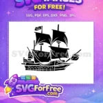 Free Pirate Ship Silhouette Free Jolly Roger Flag Pirates Caribbean Free SVG - Instant Download