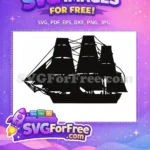 Free Pirate Ship Silhouette Free Tall Masts Nautical Voyage Free SVG - Instant Download