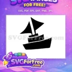 Free Black Sailboat Silhouette Free Wavy Ocean Nautical Adventure Free SVG - Instant Download