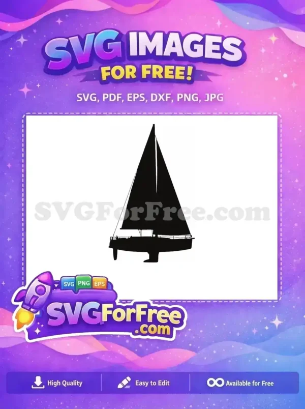 Elegant free sailboat silhouette for crafting and digital art. This free design is ideal for marine-themed projects.