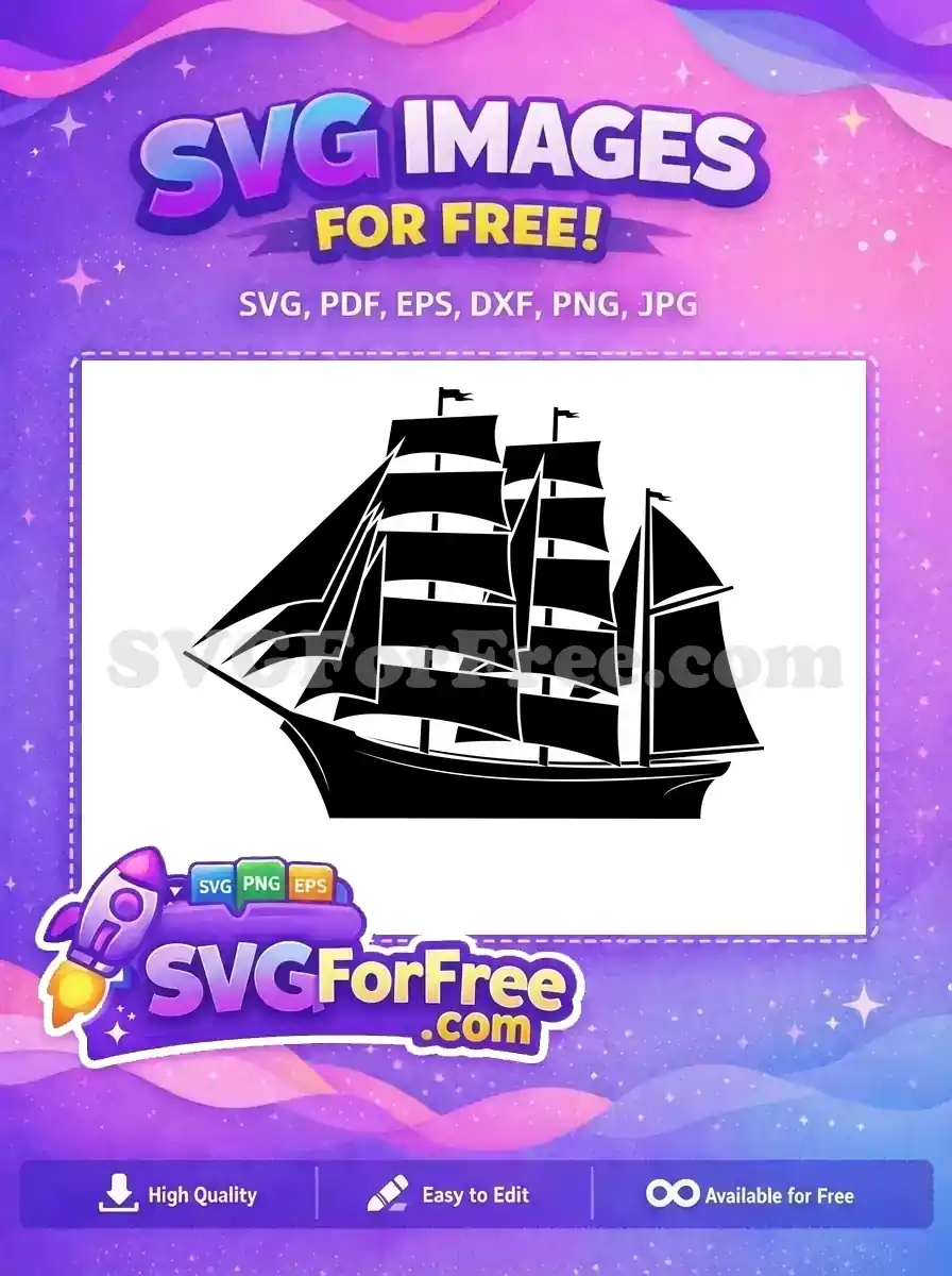 A striking free SVG silhouette featuring two elegant sailing ships, ideal for nautical and adventure-themed free designs.