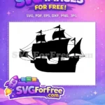 Free Simple Sailboat Design Free Ocean Wave Graphic Boat Silhouette Free SVG - Instant Download
