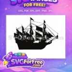 Free Pirate Ship Silhouette Free Black Sail Boat Pirates Free SVG - Instant Download