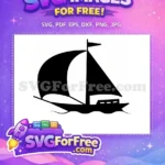 Free Boat Silhouette Free Ocean Waves Nautical Adventure Free SVG - Instant Download