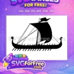 Free Viking Longship Silhouette Free Oars and Sail Norse Mythology Free SVG - Instant Download