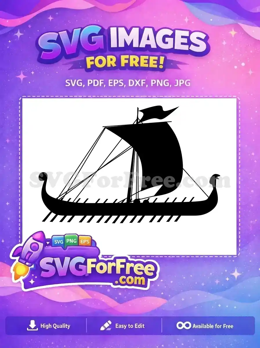 A stunning free Viking longship vector, showcasing intricate historical vessel details. Download this free design now!