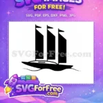Free Straw Hat Pirate Ship Free Simple Black Design One Piece Free SVG - Instant Download