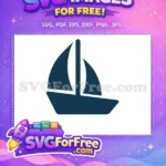 Free Simple Boat Silhouette Free Dark Blue Nautical Design Free SVG - Instant Download