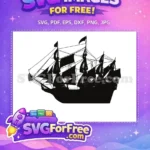 Free Black Sail Ship Free Pirate Ship Design Pirates Caribbean Free SVG - Instant Download
