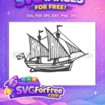Free Hand-Drawn Galleon Free Sketch Style Sails Pirate Ship Free SVG - Instant Download
