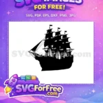 Free Pirate Ship Silhouette Free Waving Flags Black Pearl Free SVG 1 - Instant Download