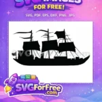 Free Pirate Ship Silhouette Free Waving Flags Pirates Caribbean Free SVG 3 - Instant Download