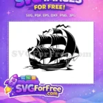 Free Pirate Ship Silhouette Free Full Sails Pirates Caribbean Free SVG - Instant Download