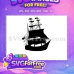 Free Black Pirate Ship Free Tall Ship Sails Pirates Caribbean Free SVG - Instant Download