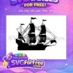 Free Black Pirate Ship Free Waving Flags Peter Pan Free SVG - Instant Download