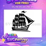 Free Boat Silhouette Design Free Ocean Waves Outline Nautical Free SVG - Instant Download